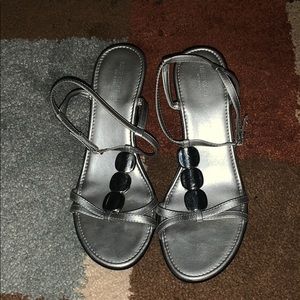 Silver sandals wedges 👡